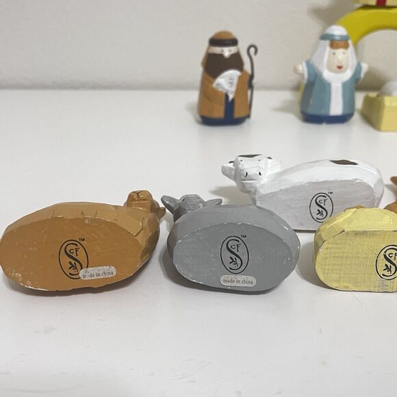 Vintage Midwest of Cannon Falls Wooden Christmas Nativity 16 Piece Set SCF - Picture 13 of 16